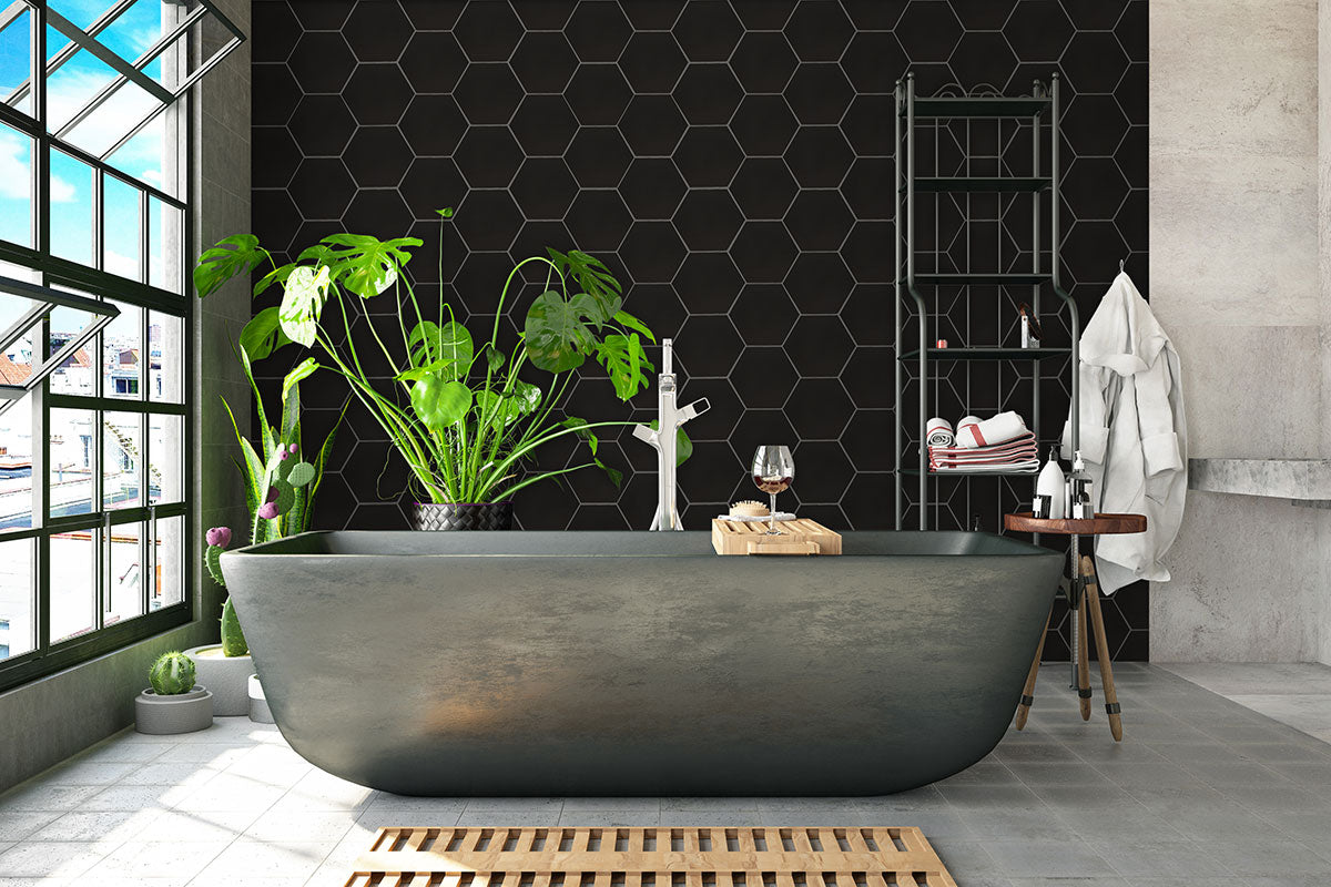 MSI - Hexley Graphite Hexagon Tile - Matte Wall Install