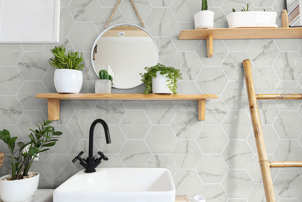 MSI - Hexley Marbello Hexagon Tile - Matte Wall Install