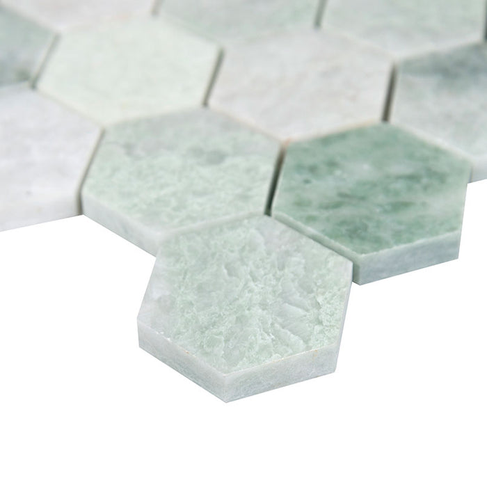 MSI - Icelandic Green 2" Hexagon Mosaic - Polished Edge View