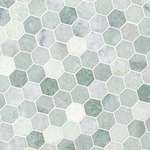 MSI - Icelandic Green 2" Hexagon Mosaic - Polished Variation