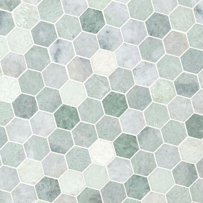 MSI - Icelandic Green 2" Hexagon Mosaic - Polished Variation