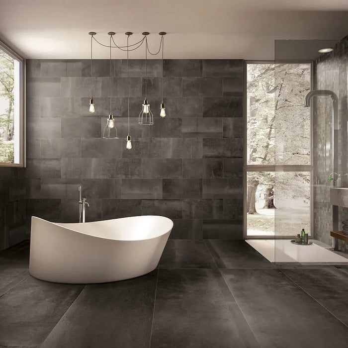 Arizona Tile - Reside USA Series - 24" x 48" Rectified Porcelain Tile - Black floor installation