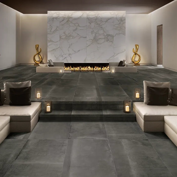 Arizona Tile - Reside USA Series - 24" x 48" Rectified Porcelain Tile - Black floor installation