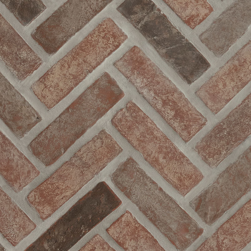 MSI - Brickstaks - 2.25 in. x 7.5 in. - Clay Brick Herringbone Tile - Noble Red
