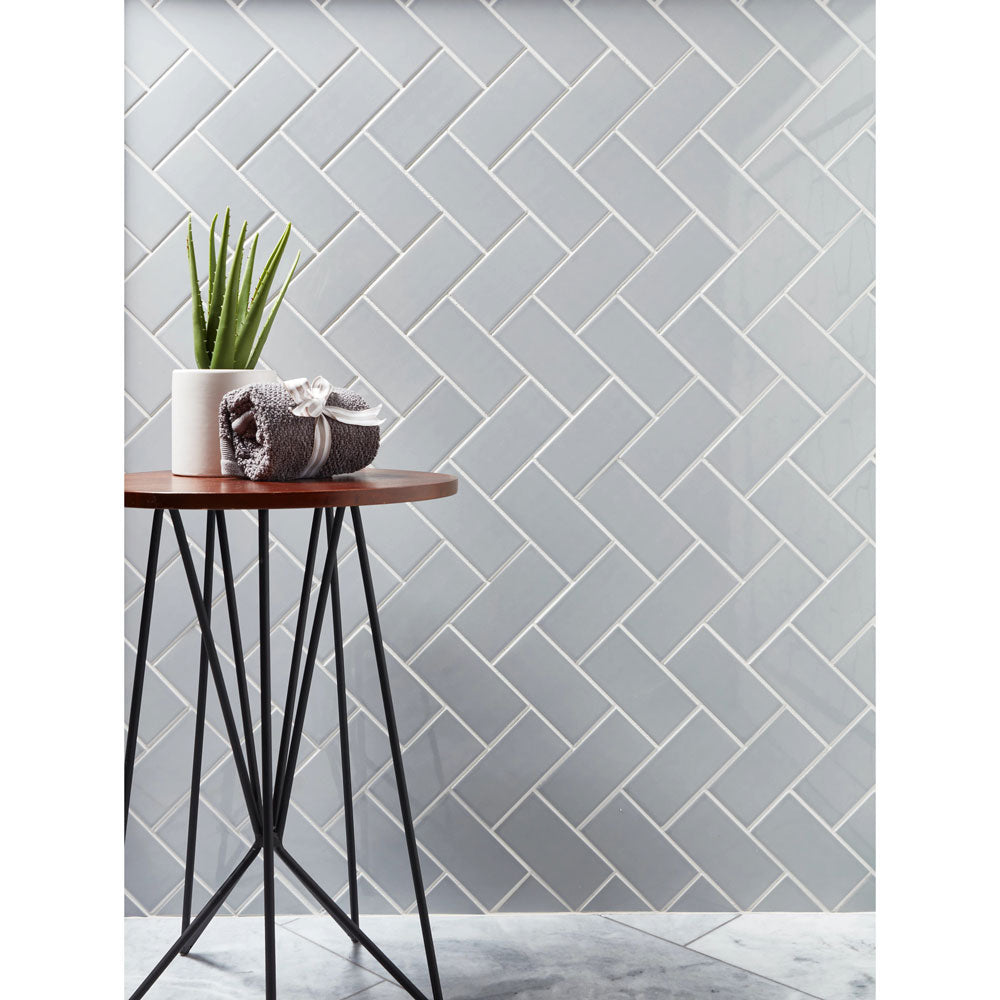 Arizona Tile - Paloma 3&quot; x 6&quot; Wall Tile - Denim Glossy Installed