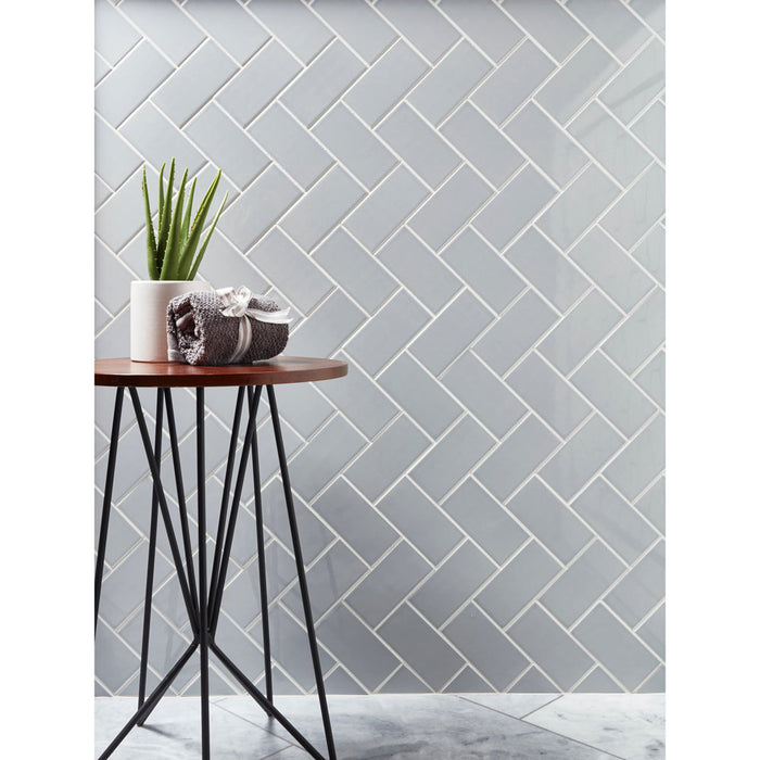 Arizona Tile - Paloma 3" x 6" Wall Tile - Denim Glossy Installed