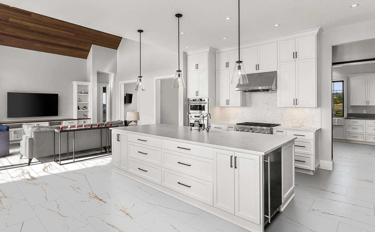 MSI - Savoy 24 in. x 48 in. Polished Porcelain Tile - Crema Kitchen Install