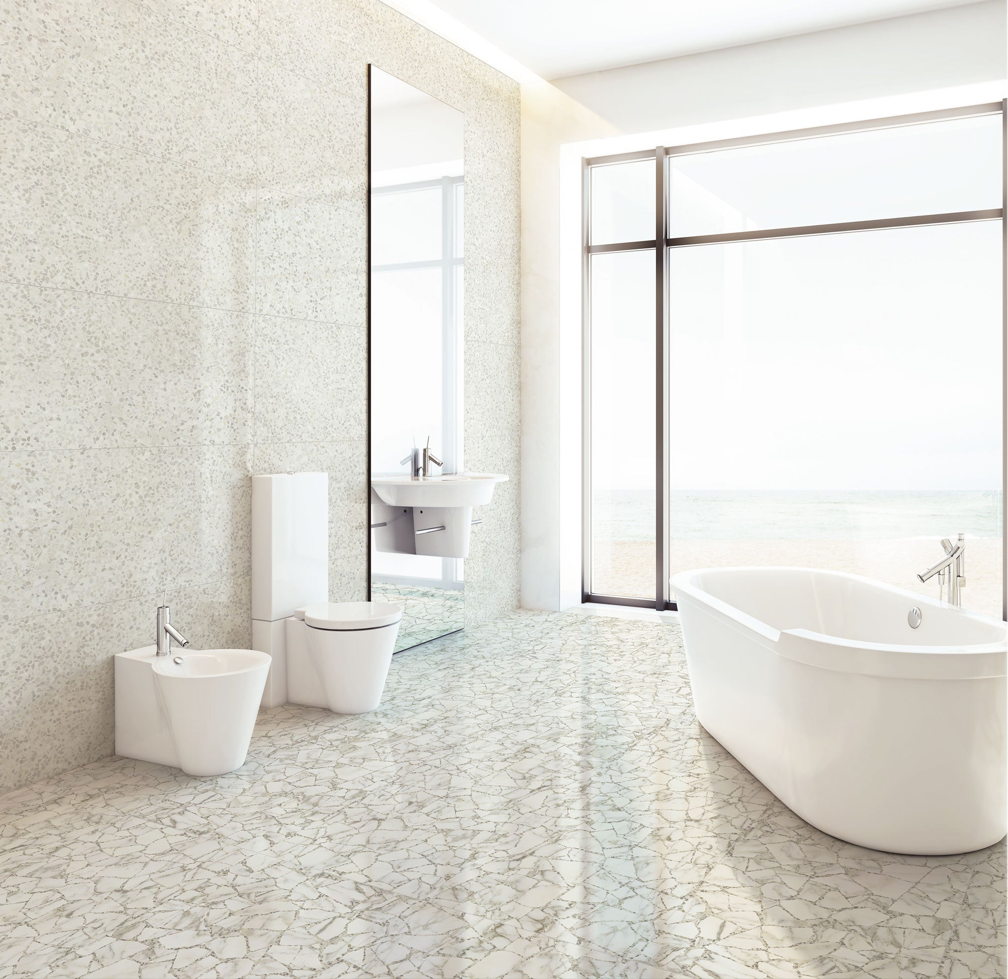 Emser Tile - Terazio 24 in. x 24 in. Glazed Porcelain Tile - Bianco