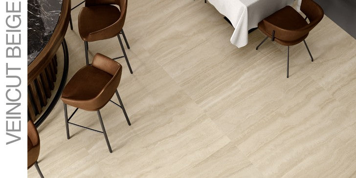 Cobsa - Tuscany Vein Cut Series 12 in. x 24 in. Polished Rectified Porcelain Tile - Beige