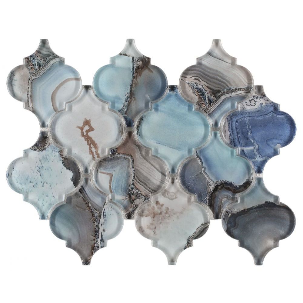 Elysium - Aladdin Shell Blue Glass Arabesque Mosaic