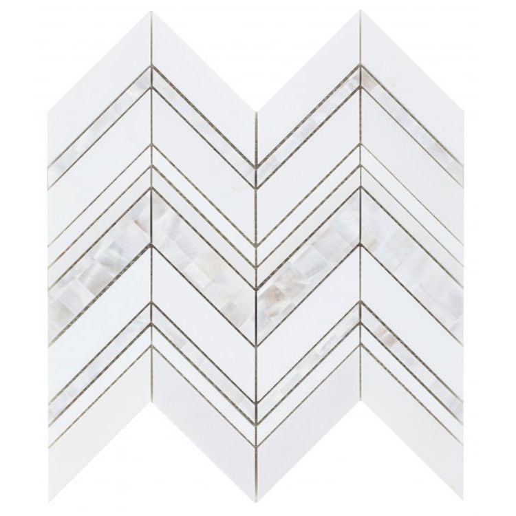 Elysium - Diana Ravenna 11.75 in. x 12.25 in. Marble and Pearl Mosaic