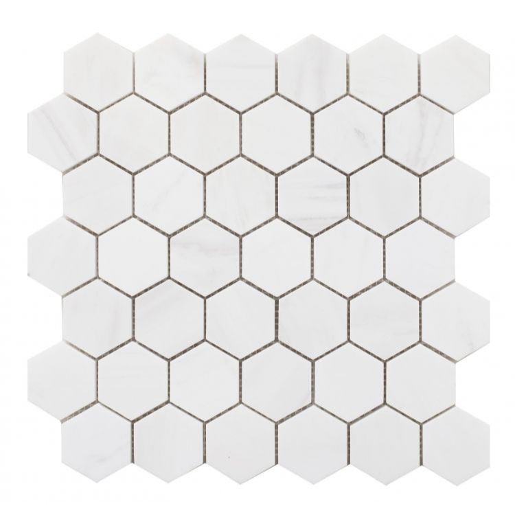 Elysium - Hexagon 2&quot; x 2&quot; Marble Mosaic - Dolomite Honed