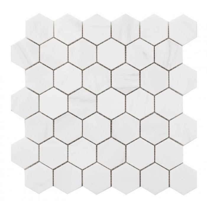 Elysium - Hexagon 2" x 2" Marble Mosaic - Dolomite Honed