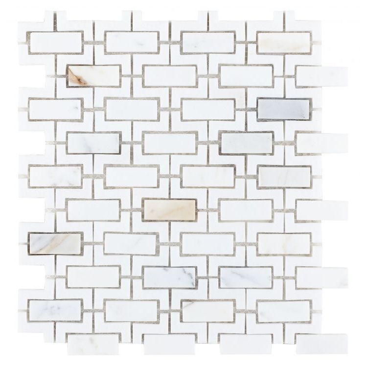 Elysium - Aztec Calacatta 10.25 in. x 11.25 in. Marble Mosaic