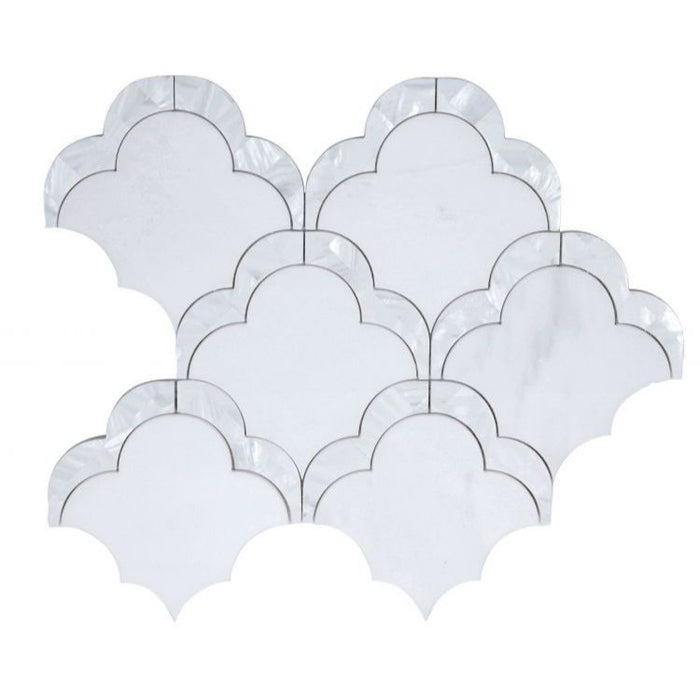 Elysium - Diana Scale 10.5 in. x 12 in. Marble and Pearl Mosaic