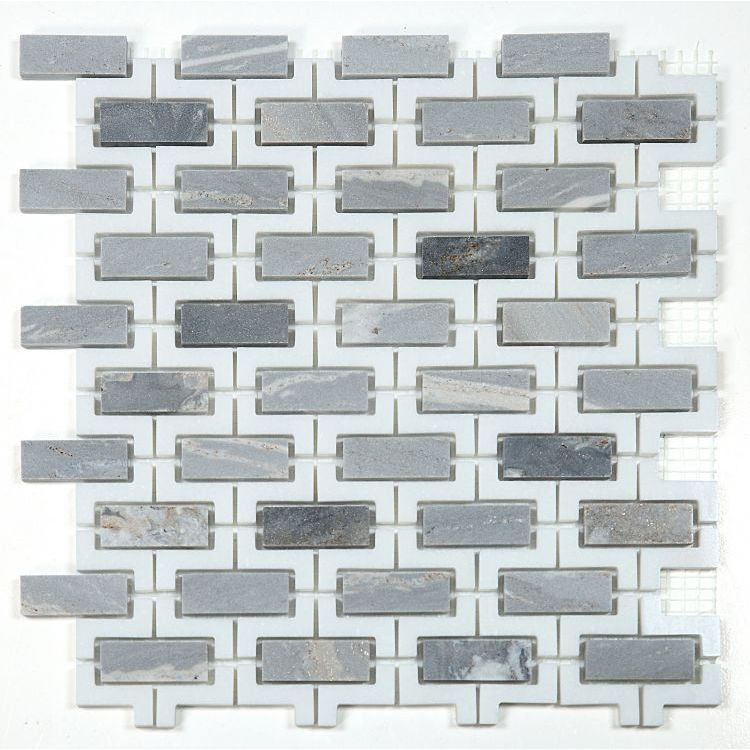 Elysium - Aztec Blue 10.25 in. x 11.25 in. Marble Mosaic