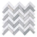 Elysium - Herringbone Blue 11 in. x 12.5 in. Marble Mosaic