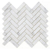 See Elysium - Herringbone Calacatta White Honed 11.25 in. x 11.25 in. Marble Mosaic