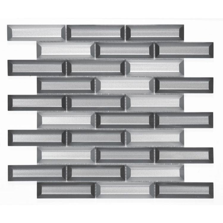 Elysium - Fierro Cinder 11.75 in. x 11.75 in. Glass Subway Mosaic