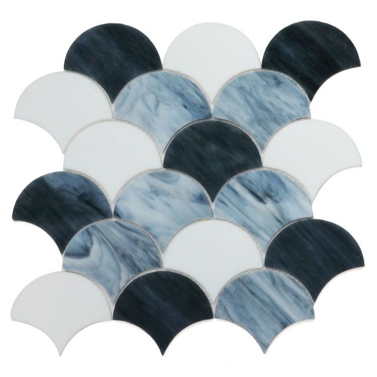 Elysium - Newport Scale Grey 9.5 in. x 9.75 in. Glass Mosaic