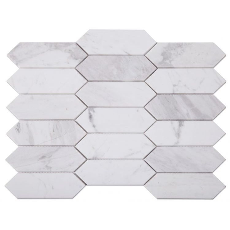 Elysium - Elongated Hex 11.75 in. x 15 in. Marble Mosaic - White