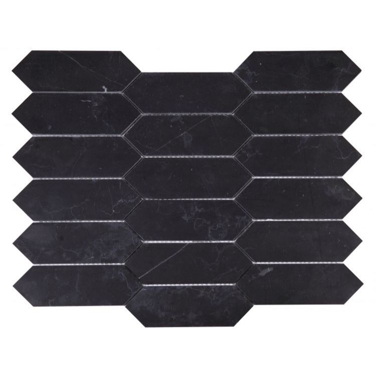 Elysium - Elongated Hex 11.75 in. x 15 in. Marble Mosaic - Marquina