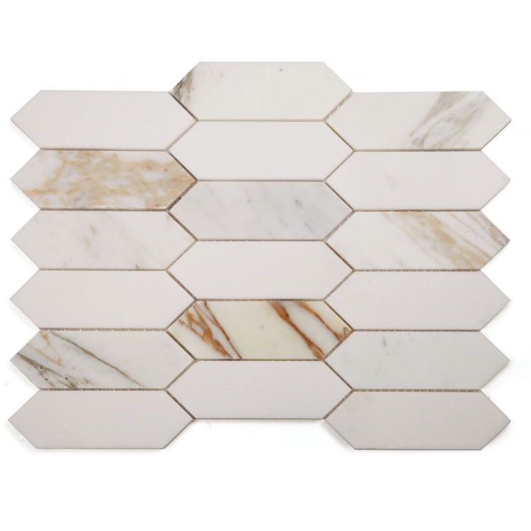 Elysium - Elongated Hex 11.75 in. x 15 in. Marble Mosaic - Calacatta