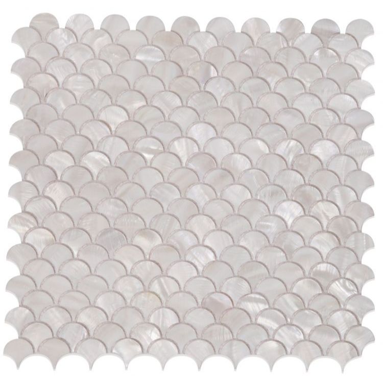 Elysium - Pearl White Scale 11.75 in. x 11.75 in. Pearl Scale Mosaic