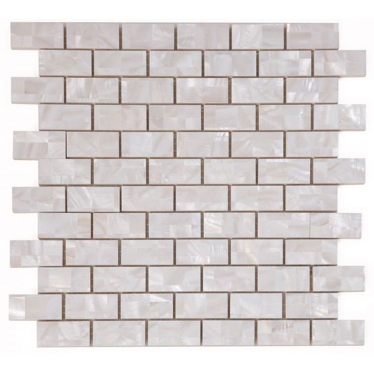 Elysium - Pearl Large Brick 11.75 in. x 11.75 in. Pearl Brick Mosaic