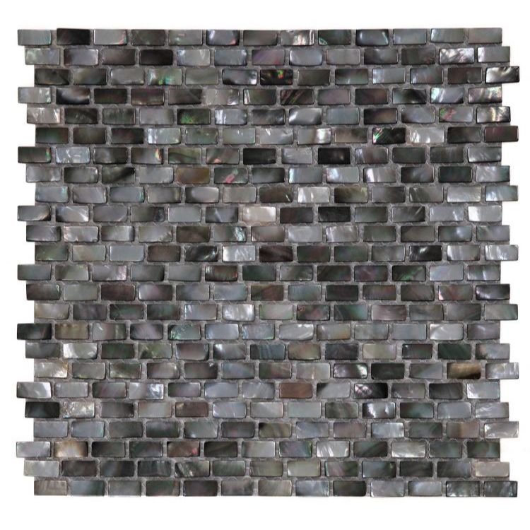 Elysium - Pearl Black Mini Brick 11.25 in. x 11.25 in. Pearl Brick Mosaic