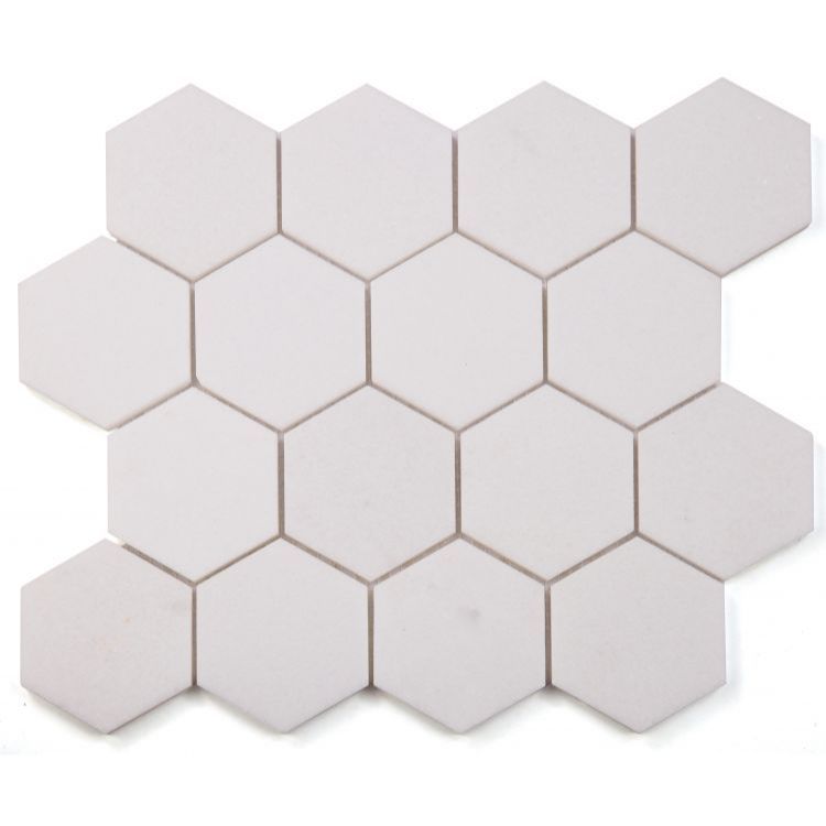 Elysium - Hexagon 3&quot; x 3&quot; Marble Mosaic - Thassos Polished