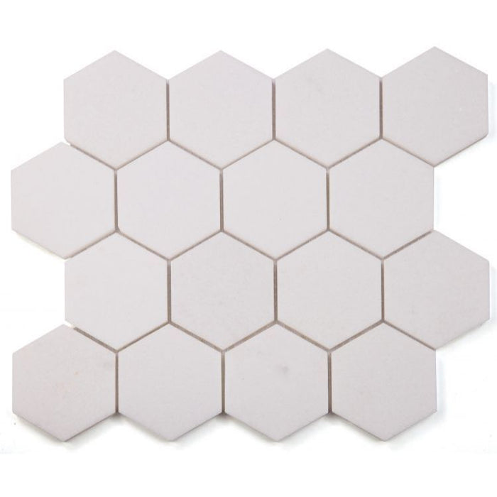Elysium - Hexagon 3" x 3" Marble Mosaic - Thassos Polished