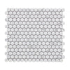 See Elysium - Penny Round 11.5 in. x 12.25 in. Porcelain Mosaic - Statuario Matte