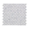 See Elysium - Penny Round 11.5 in. x 12.25 in. Porcelain Mosaic - Statuario Glossy