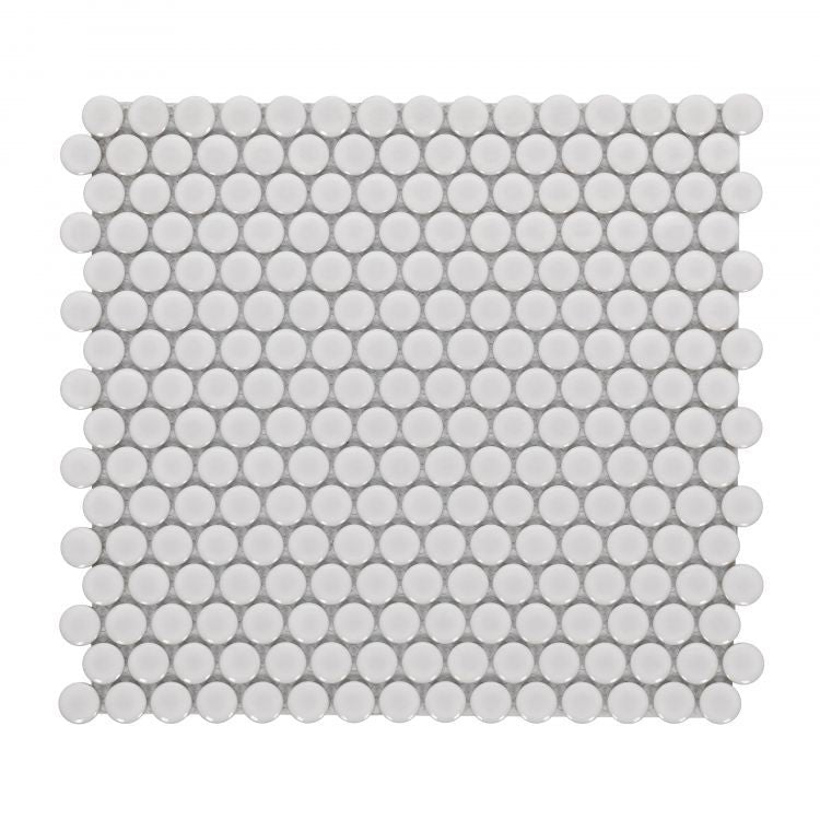 Elysium - Penny Round 11.5 in. x 12.25 in. Porcelain Mosaic - Natural Grey Glossy