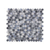 See Elysium - Penny Round 11.5 in. x 12.25 in. Porcelain Mosaic - Gradient Grey Glossy