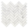 See Elysium - Herringbone Calacatta White Polished 11.25 in. x 11.25 in. Marble Mosaic