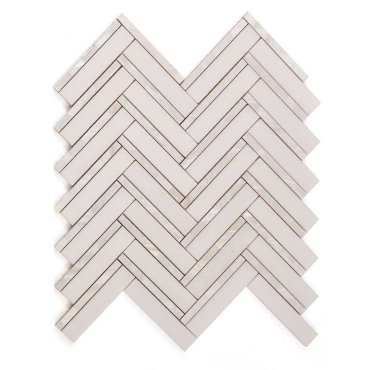 Elysium - Diana Herringbone Thassos 11 in. x 11.75 in. Marble Mosaic