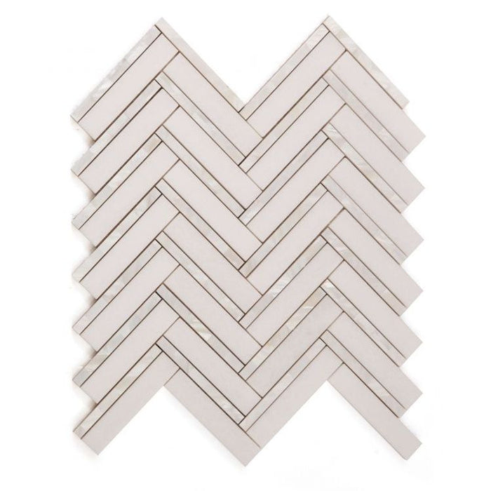 Elysium - Diana Herringbone Thassos 11 in. x 11.75 in. Marble Mosaic
