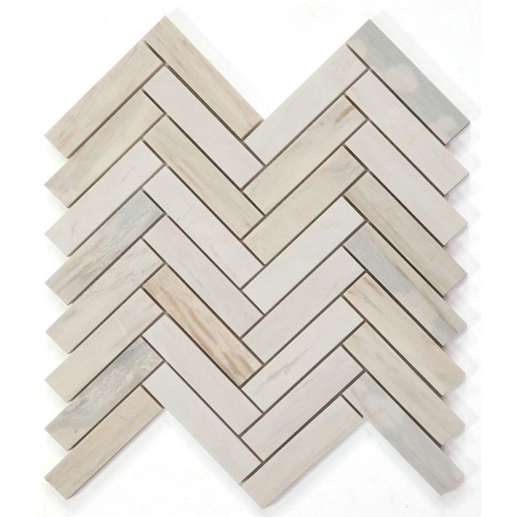 Elysium - Herringbone Eurasian 11.25 in. x 11.25 in. Marble Mosaic