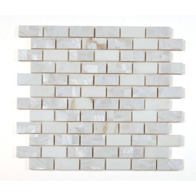 Elysium - Diana Brick Calacatta 11.75 in. x 11.75 in. Marble Mosaic