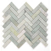 See Elysium - Herringbone Green 11 in. x 12.5 in. Marble Mosaic