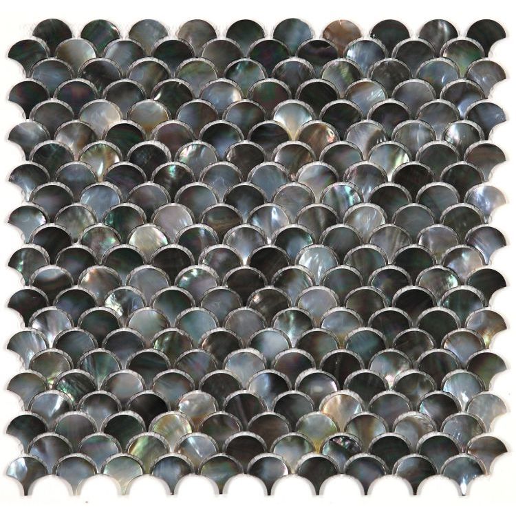 Elysium - Pearl Black Scale 11.75 in. x 11.75 in. Pearl Scale Mosaic