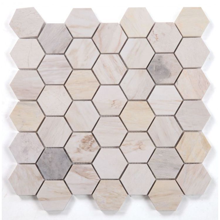 Elysium - Hexagon 2&quot; x 2&quot; Marble Mosaic - Eura Polished