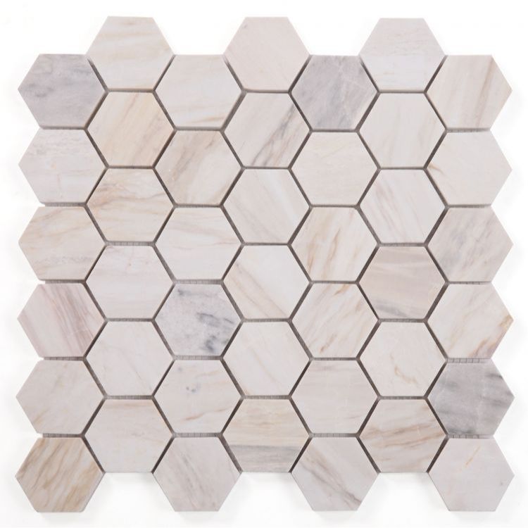 Elysium - Hexagon 2&quot; x 2&quot; Marble Mosaic - Eura Honed