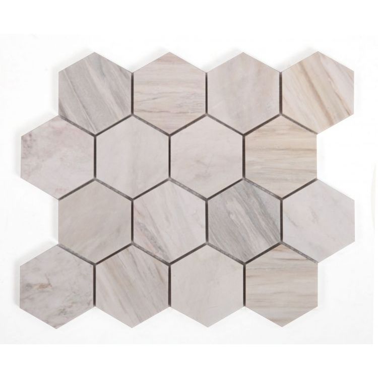 Elysium - Hexagon 3" x 3" Marble Mosaic - Eura Honed