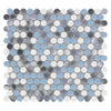 See Elysium - Penny Round 11.5 in. x 12.25 in. Porcelain Mosaic - Sky