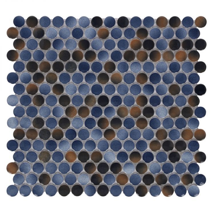 Elysium - Penny Round 11.5 in. x 12.25 in. Porcelain Mosaic - Shadow