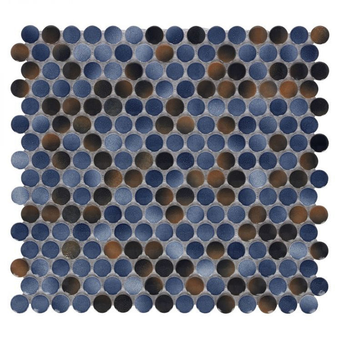 Elysium - Penny Round 11.5 in. x 12.25 in. Porcelain Mosaic - Shadow
