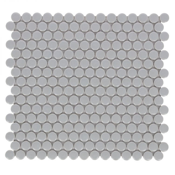 Elysium - Penny Round 11.5 in. x 12.25 in. Porcelain Mosaic - City Grey Matte